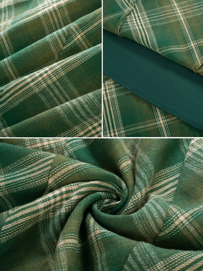 Scarlet Darkness 2025 Renaissance Cotton Plaid Swing Skirt with Pockets