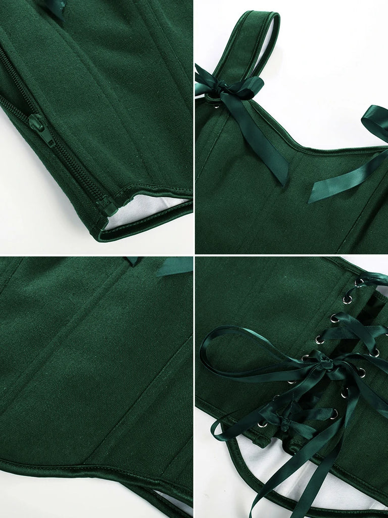 Scarlet Darkness Floral Boned Curved Hem Corset Body Shape Vest