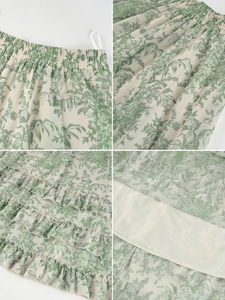 Scarlet Darkness Renaissance Chiffon Swing Maxi Skirt with Pockets