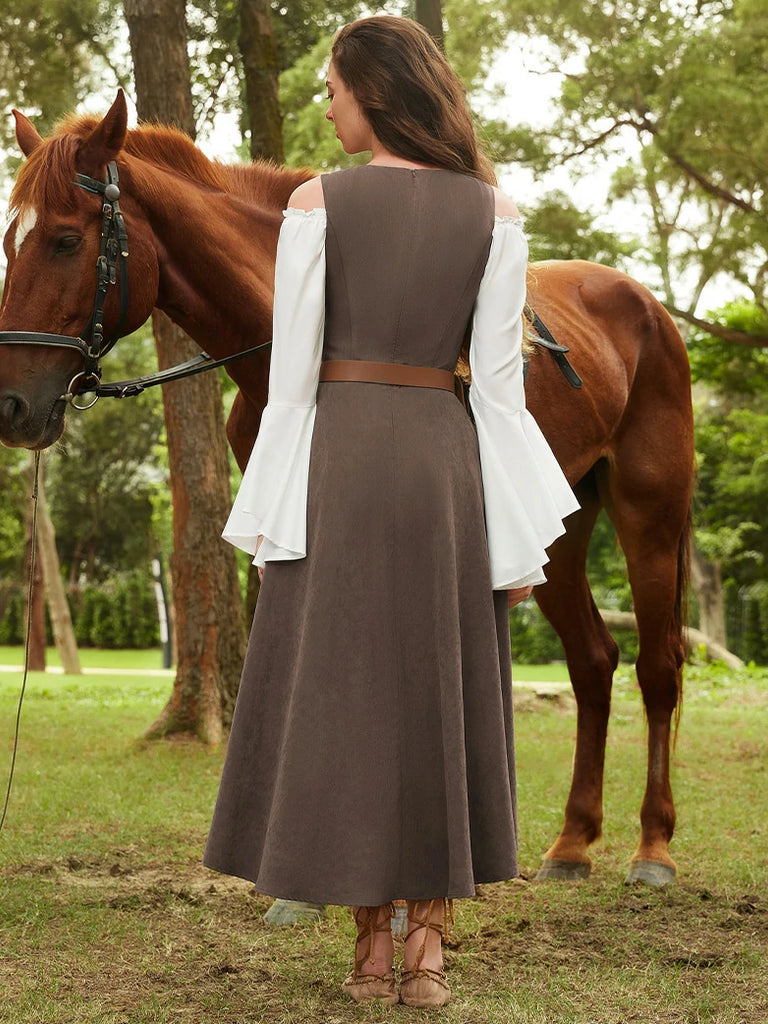 Scarlet Darkness Exquisite Renaissance Pocket Overdress with Front Slit