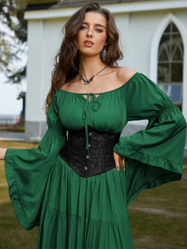 Scarlet Darkness Renaissance Off Shoulder Elastic Waist Maxi Dress