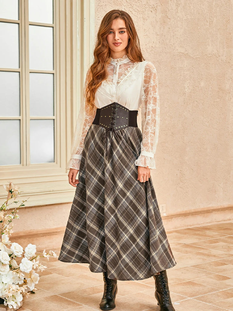 Scarlet Darkness Women 2025 Fall Maxi Skirt with Pockets