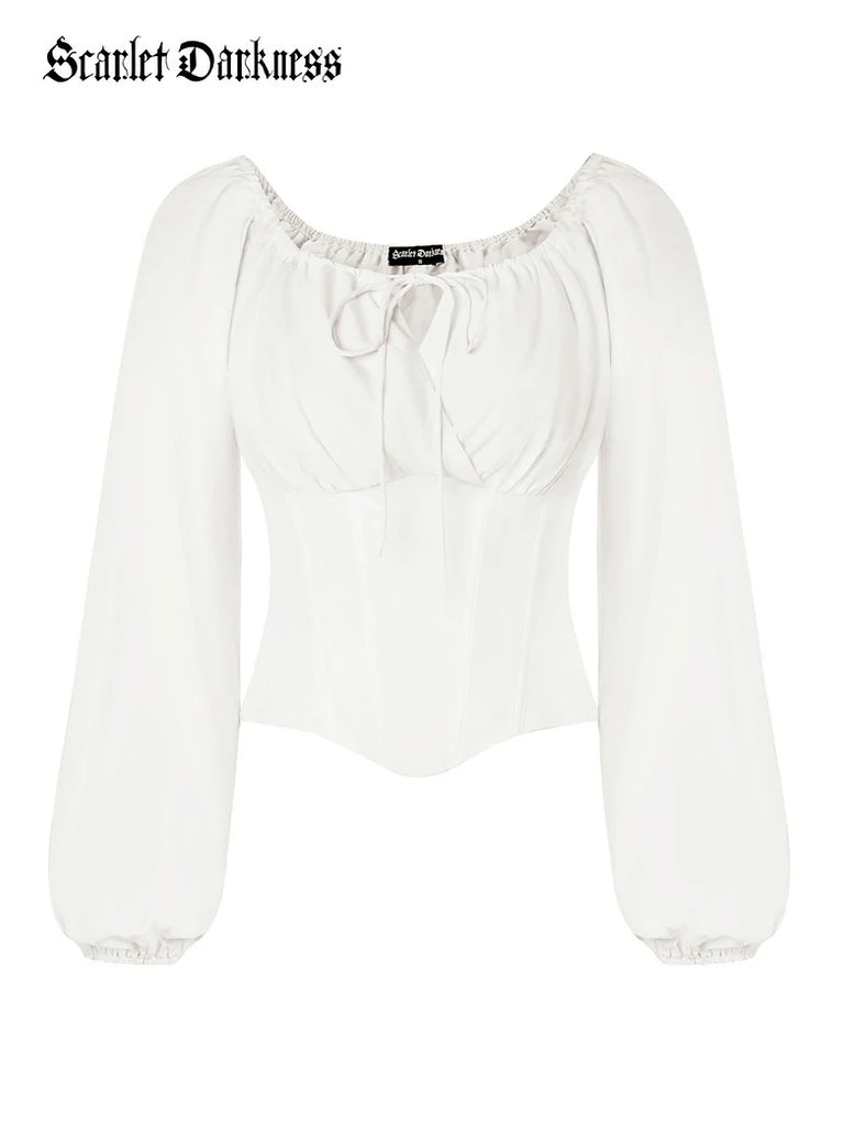 Scarlet Darkness Comfy Fairy Off Shoulder Boned Corset Tops White