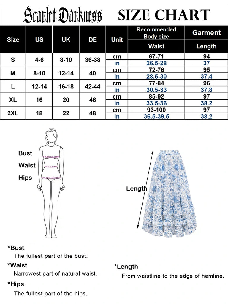 Scarlet Darkness Renaissance Chiffon Swing Maxi Skirt with Pockets