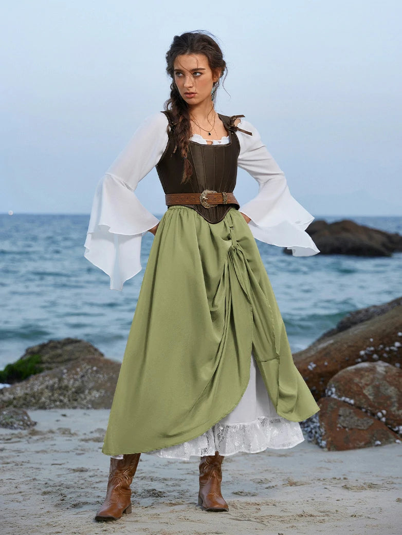 Scarlet Darkness Renaissance Elastic Waist Double-Layer Lace Hem