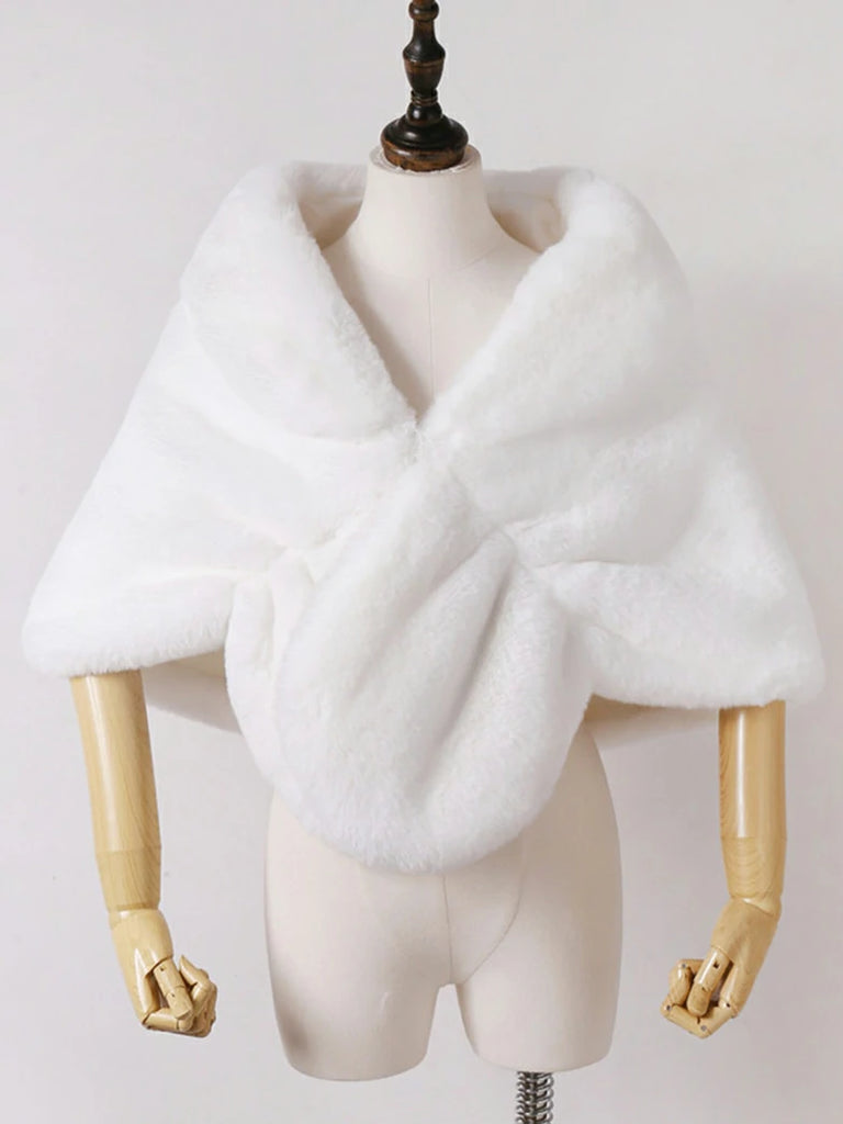 Scarlet Darkness 2025 Winter Soft Faux Fur Thick Shawl/Coats 2 145CM*40CM