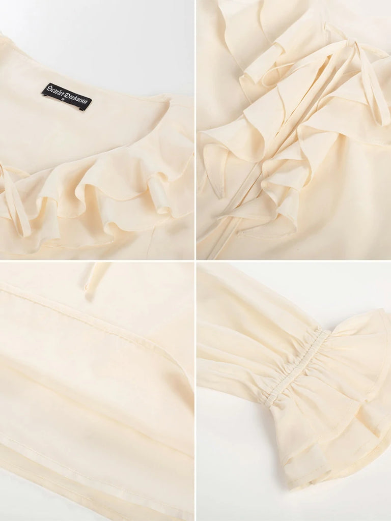 Scarlet Darkness Renaissance Ruffle Decorated Tops Pirate Shirts