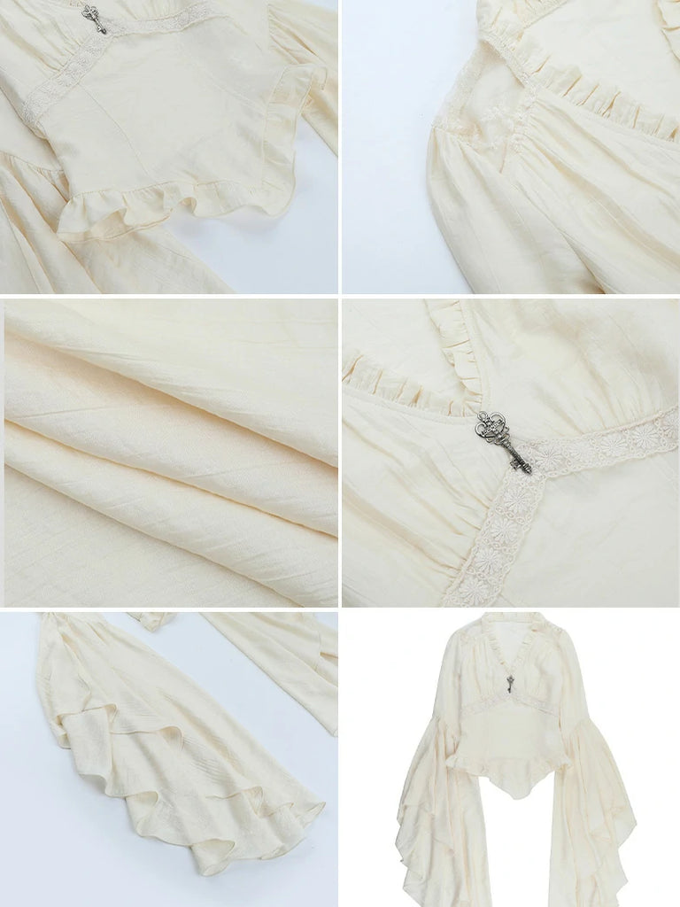 Scarlet Darkness Women Victorian Gothic Pirate Flare Sleeve Shirt