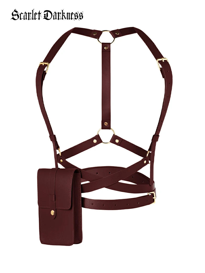 Scarlet Darkness Renaissance Body Harness Belt with Bag display picture 1
