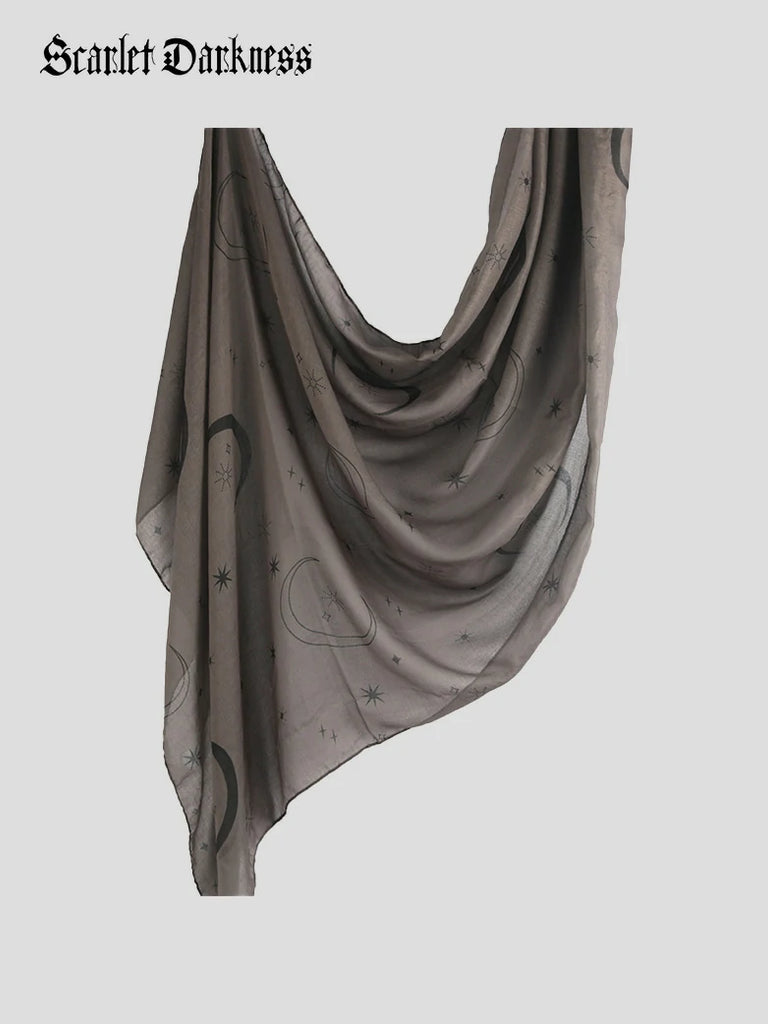 Scarlet Darkness 80*180 CM Women's Tie-Dye Cotton Scarf Shawl 80*180cm Grey