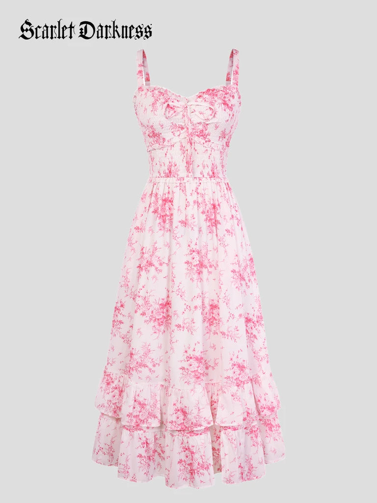 Scarlet Darkness Women Renaissance Chiffon Pleated Pockets Dress