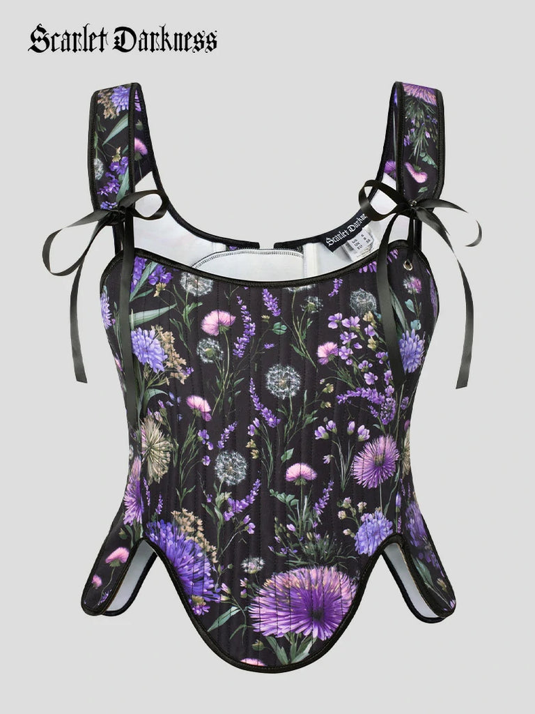Scarlet Darkness Victorian Fairy Cottagecore Corset Lace-up Vest Purple