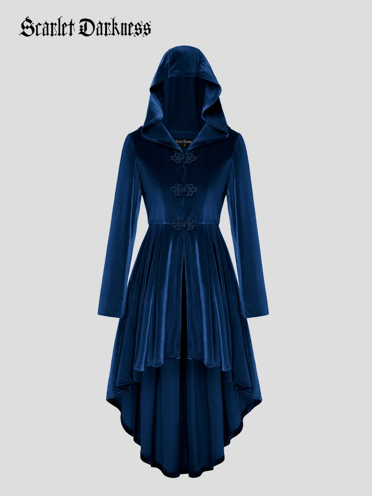 Scarlet Darkness Renaissance Festival Warrior Velvet Hooded Coat Blue