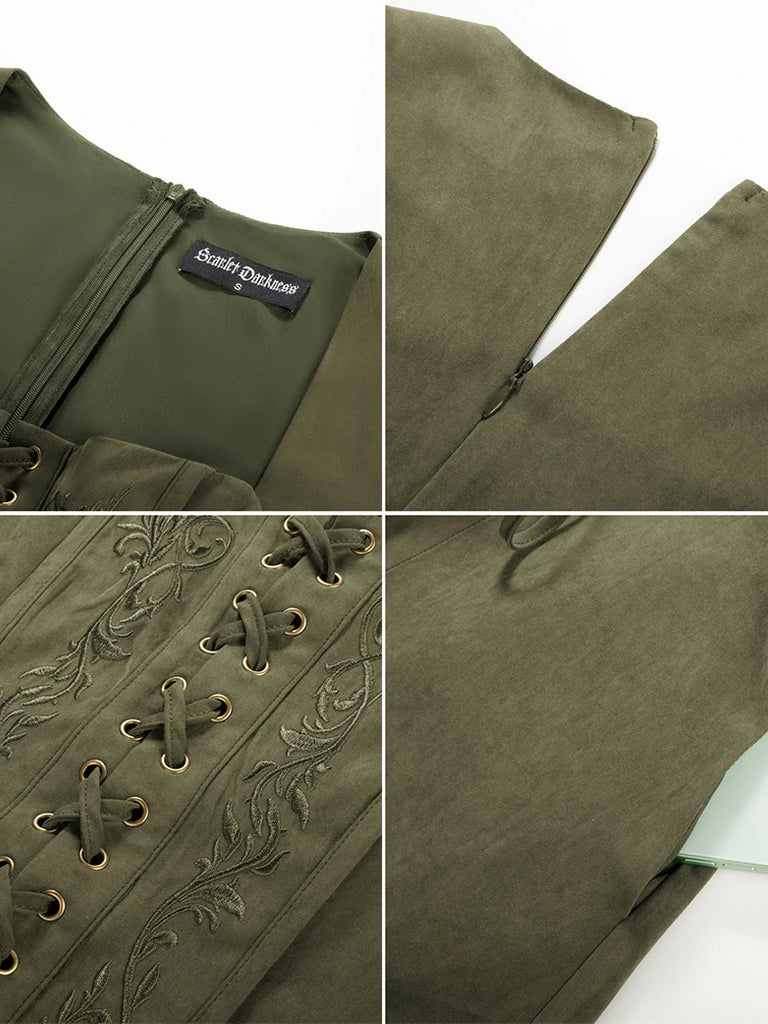 Scarlet Darkness Exquisite Renaissance Pocket Overdress with Front Slit