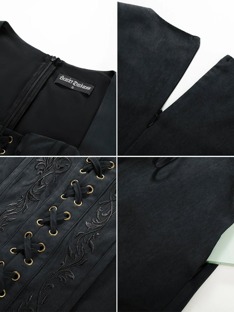 Scarlet Darkness Exquisite Renaissance Pocket Overdress with Front Slit