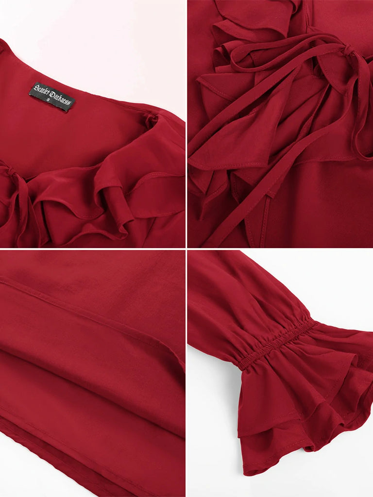 Scarlet Darkness Renaissance Ruffle Decorated Tops Pirate Shirts