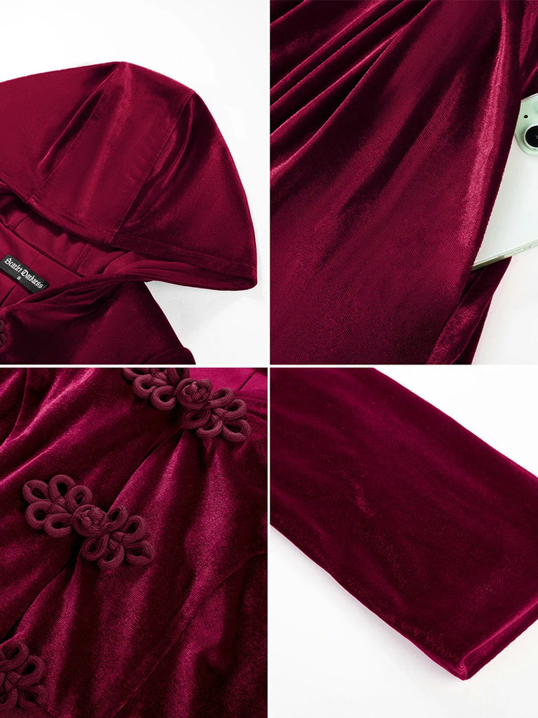 Scarlet Darkness Renaissance Festival Warrior Velvet Hooded Coat