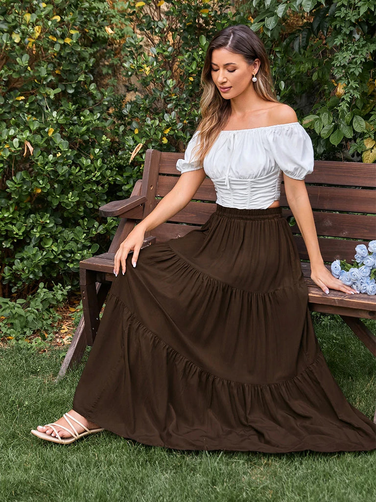 Scarlet Darkness Renaissance Elastic Waist Swing Skirt with Pockets