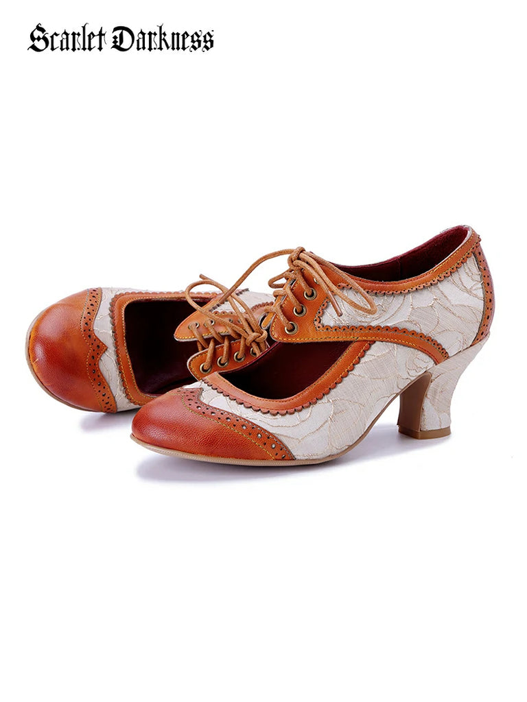 Scarlet Darkness Handcrafted Vintage Leather Mary Jane High Heels
