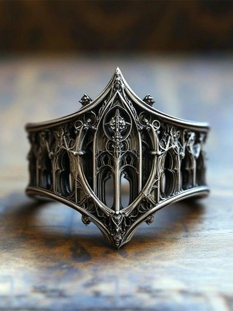 Scarlet Darkness Classical Gothic Medieval Castle Totem Ring