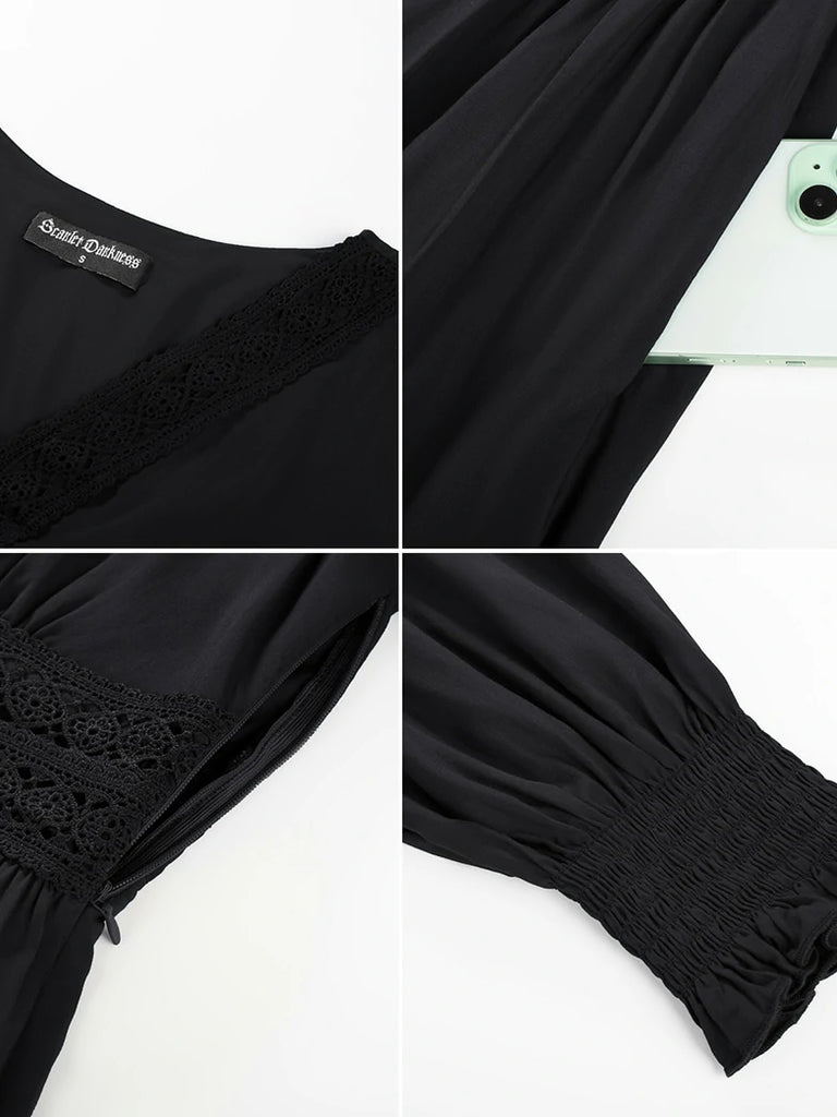 Scarlet Darkness Renaissance Festival Elastic Waist Pockets Dress