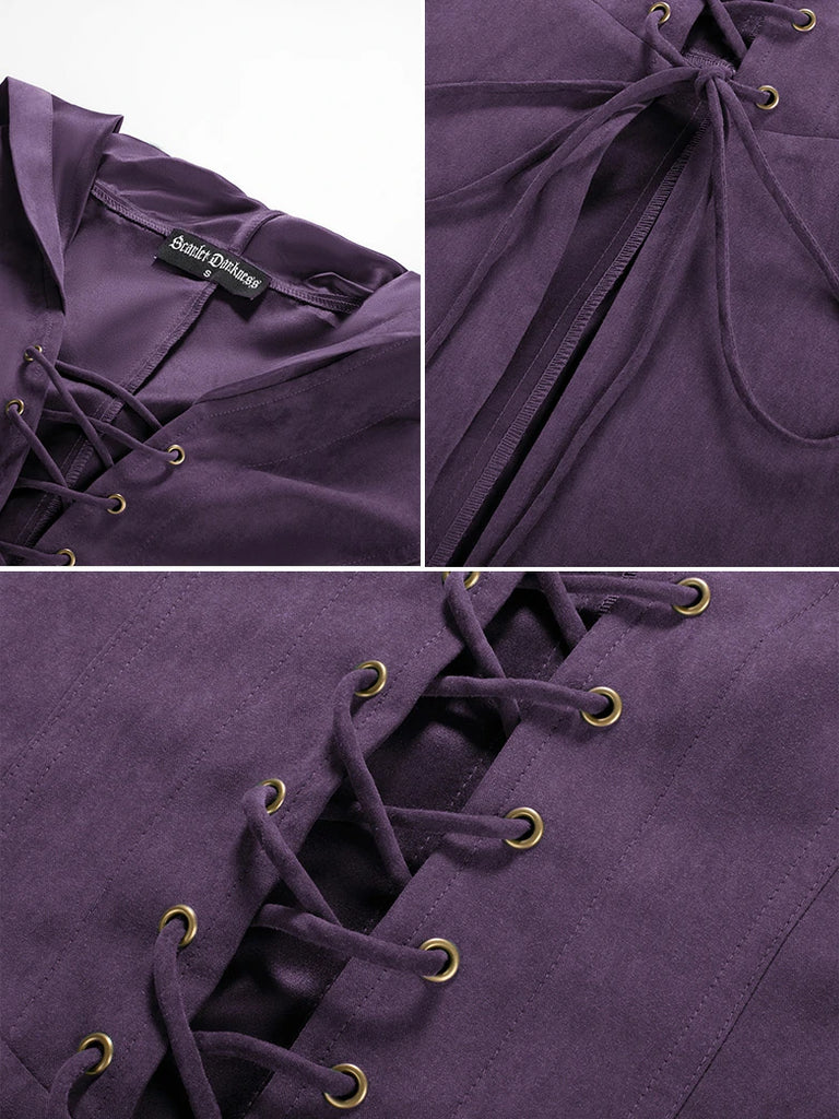 Scarlet Darkness Renfaire Celtic Cloak Bell Slit Sleeve Hooded Dress