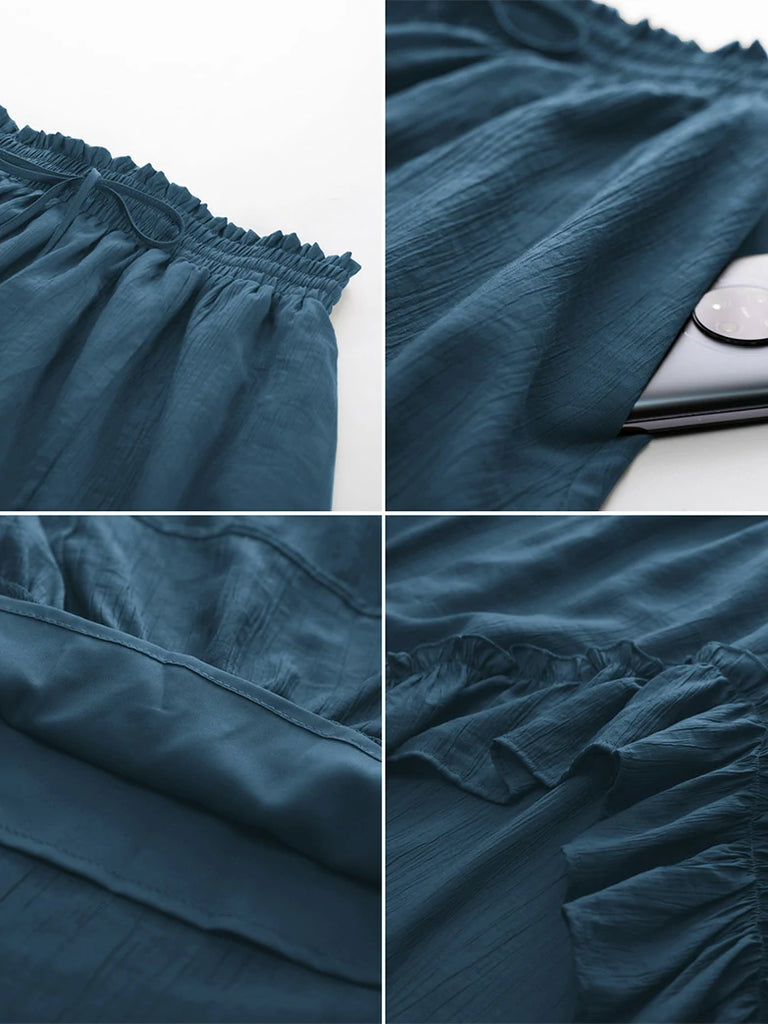 Scarlet Darkness Slub Cotton Renaissance Drawstring Waist Pocket Skirt