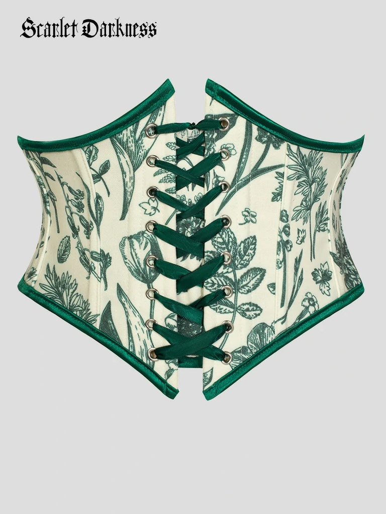 Scarlet Darkness Renaissance Corset Belt with 14 Boned Waist Cincher Green