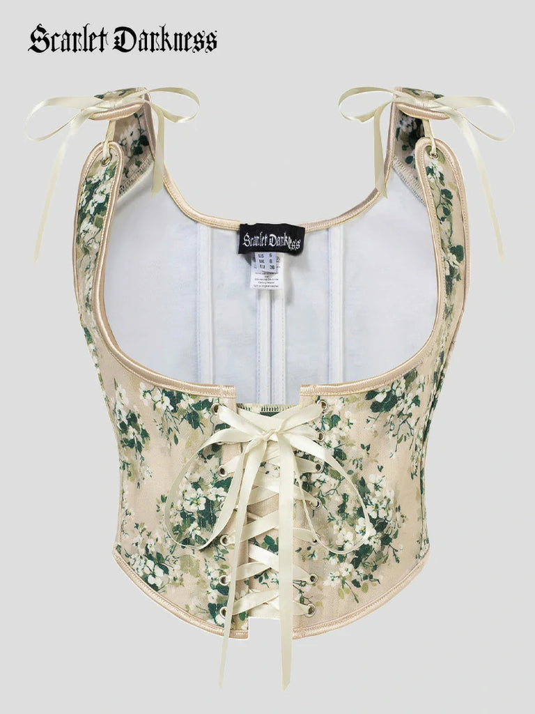 Scarlet Darkness Under Bust Bustier Waist Corset with 11 Bones Beige