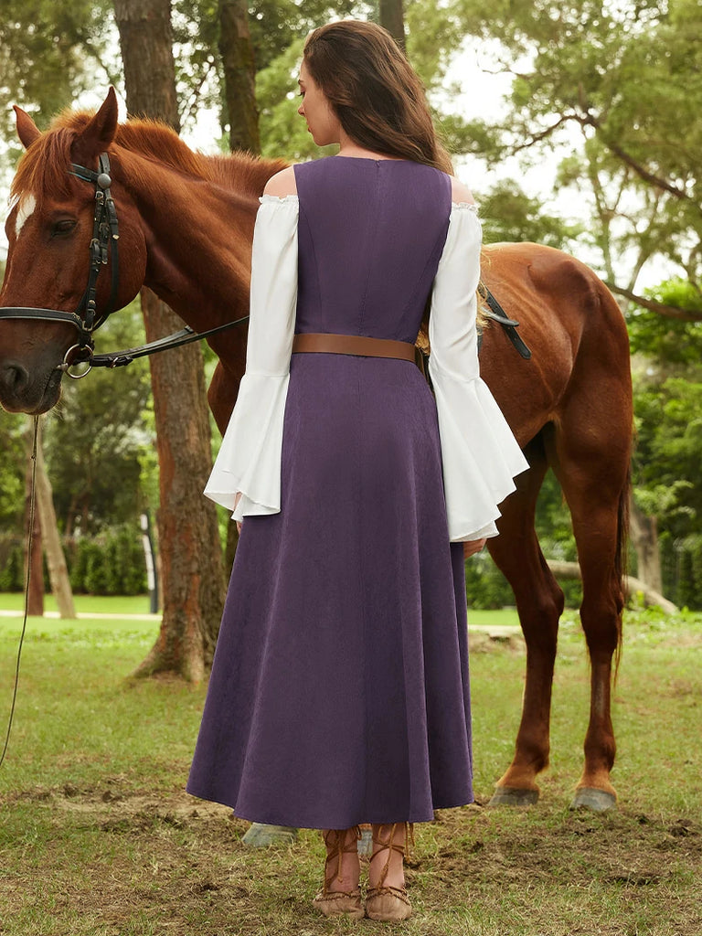 Scarlet Darkness Exquisite Renaissance Pocket Overdress with Front Slit