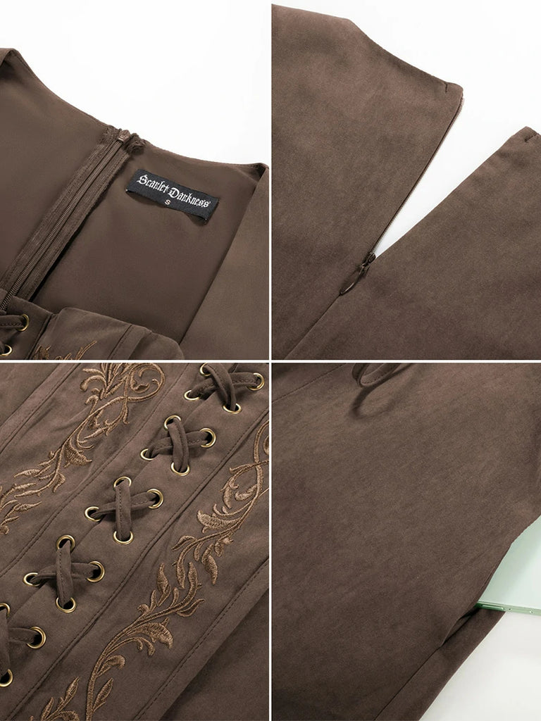 Scarlet Darkness Exquisite Renaissance Pocket Overdress with Front Slit