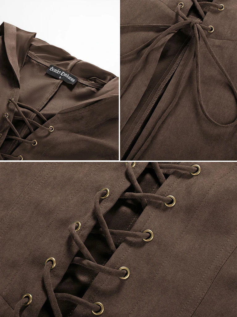 Scarlet Darkness Renfaire Celtic Cloak Bell Slit Sleeve Hooded Dress