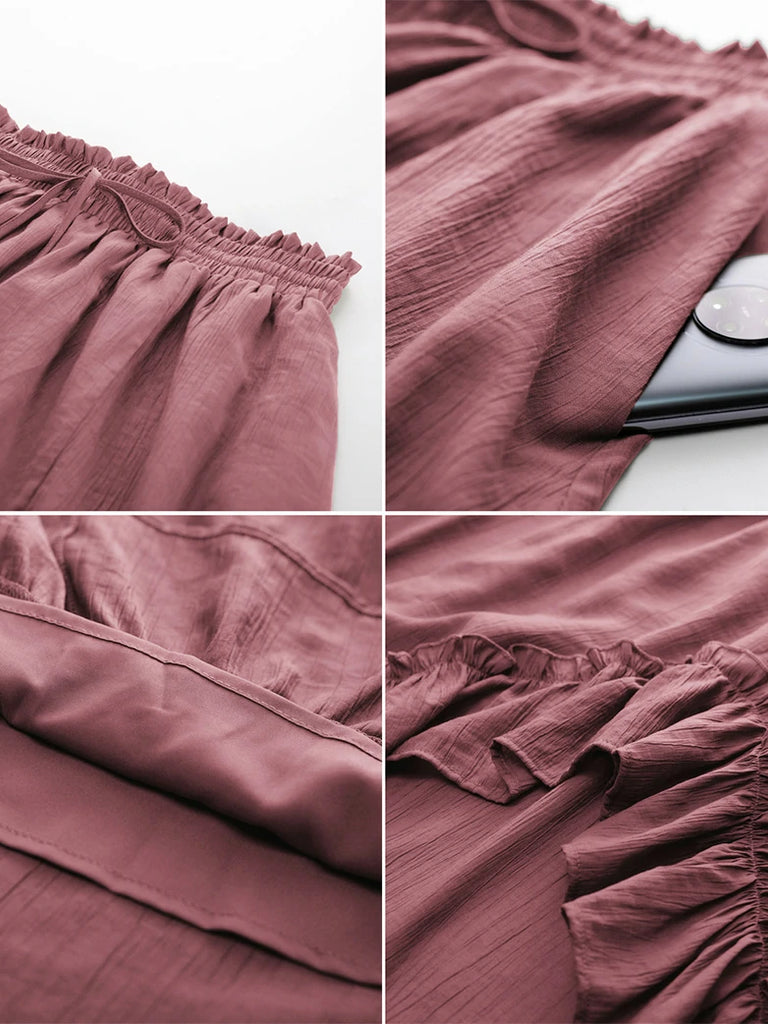 Scarlet Darkness Slub Cotton Renaissance Drawstring Waist Pocket Skirt