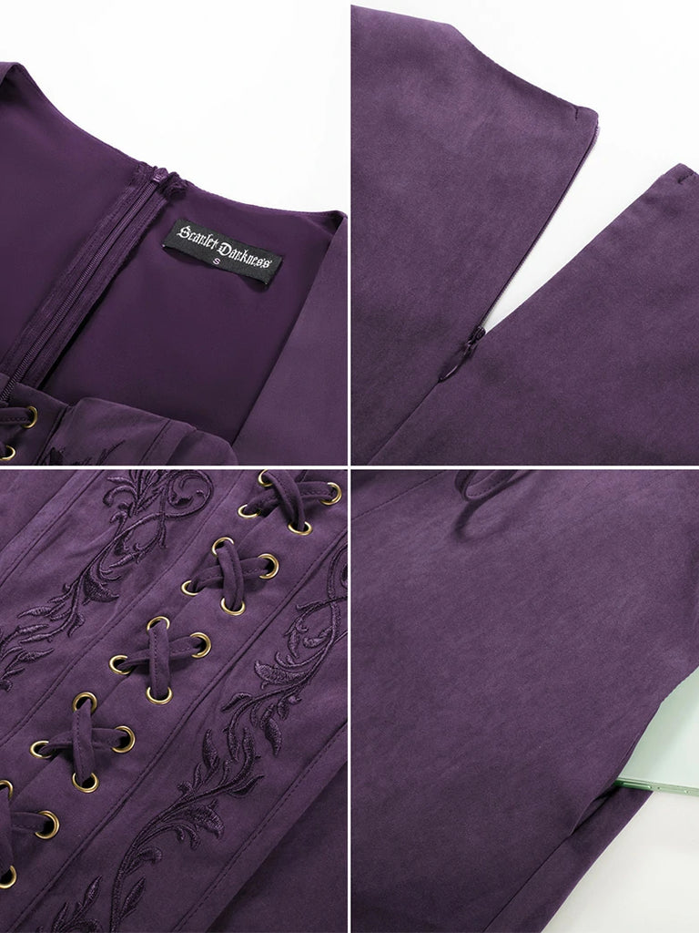 Scarlet Darkness Exquisite Renaissance Pocket Overdress with Front Slit