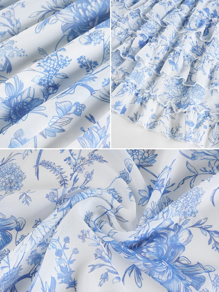 Scarlet Darkness Renaissance Chiffon Swing Maxi Skirt with Pockets