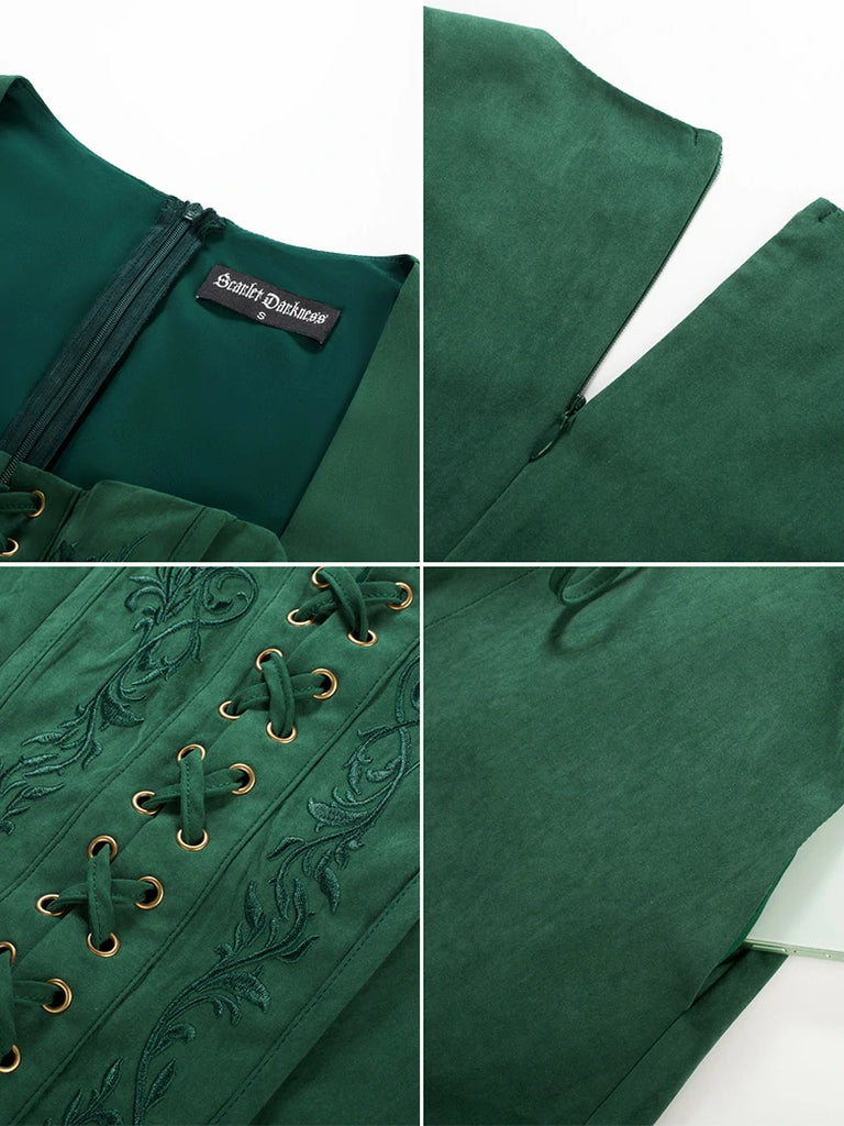 Scarlet Darkness Exquisite Renaissance Pocket Overdress with Front Slit