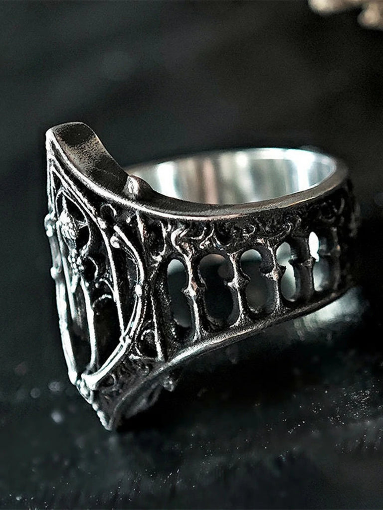 Scarlet Darkness Classical Gothic Medieval Castle Totem Ring