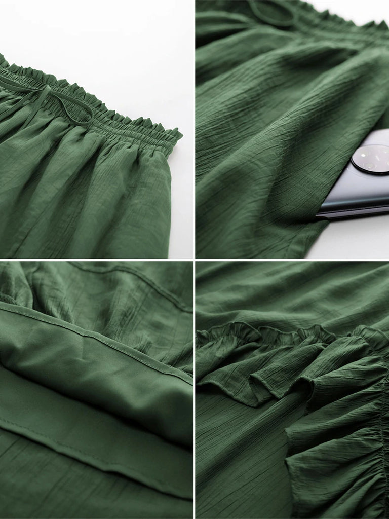 Scarlet Darkness Slub Cotton Renaissance Drawstring Waist Pocket Skirt