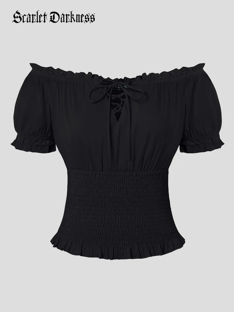 Scarlet Darkness Women Renaissance Cotton Off Shoulder Tops