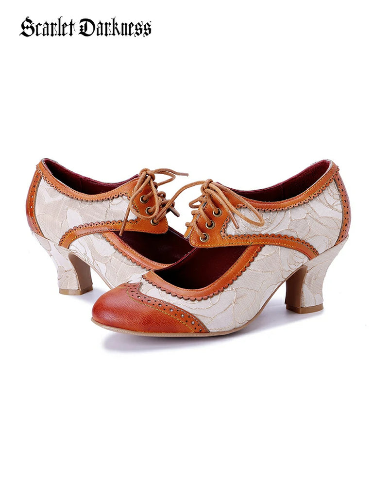 Scarlet Darkness Handcrafted Vintage Leather Mary Jane High Heels