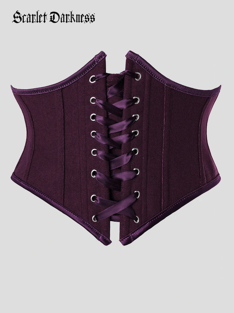 Scarlet Darkness Renaissance Corset Belt with 14 Boned Waist Cincher Dark purple