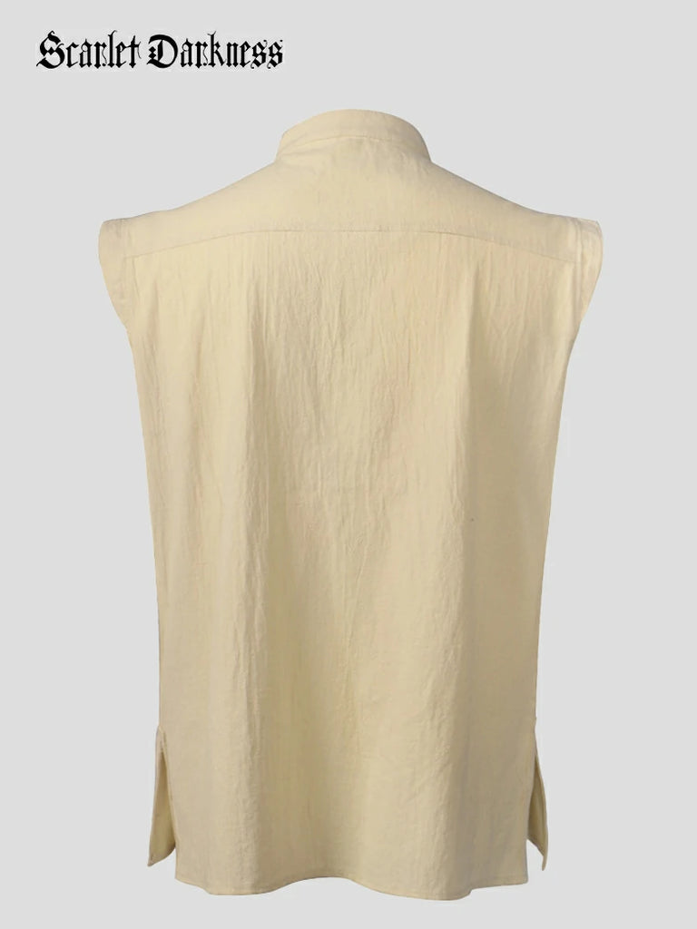 Scarlet Darkness Medieval Warrior Men's Stand Collar Lace-up Vest