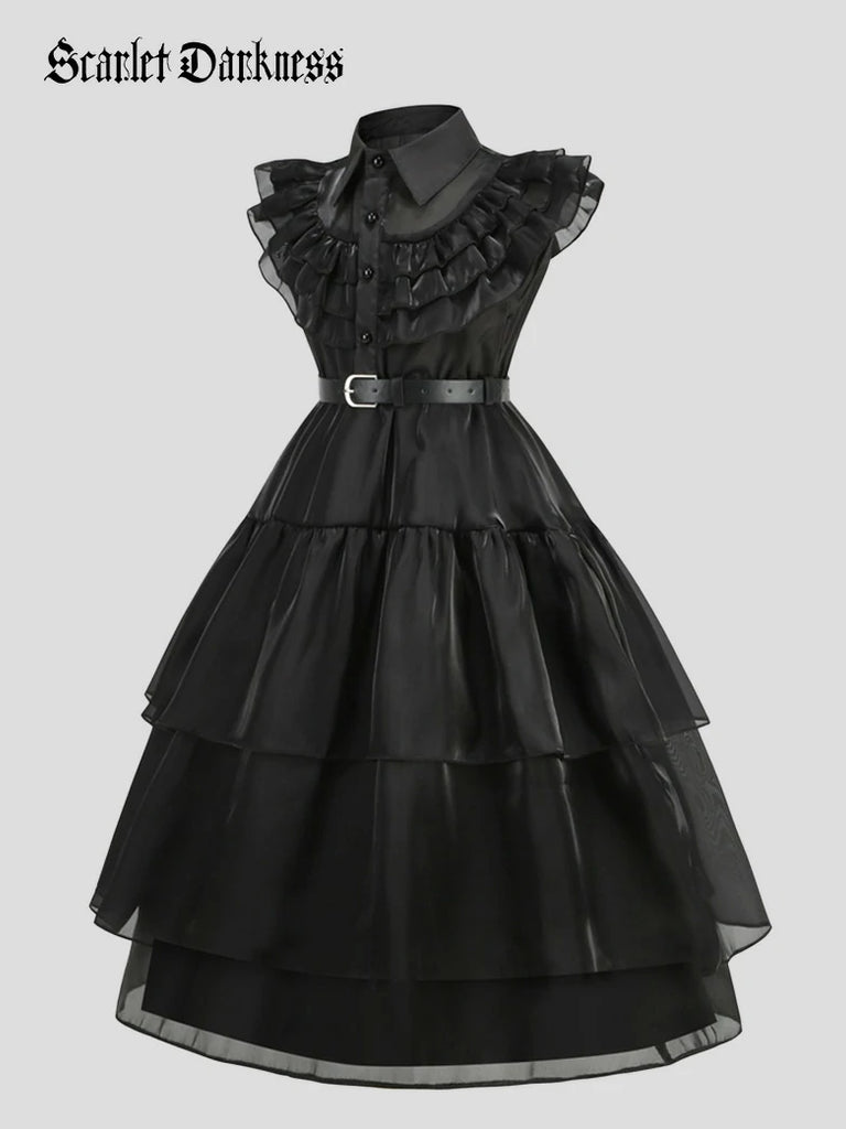 Scarlet Darkness Scarlet Darkness x Adams Wednesday Girls Dress Black