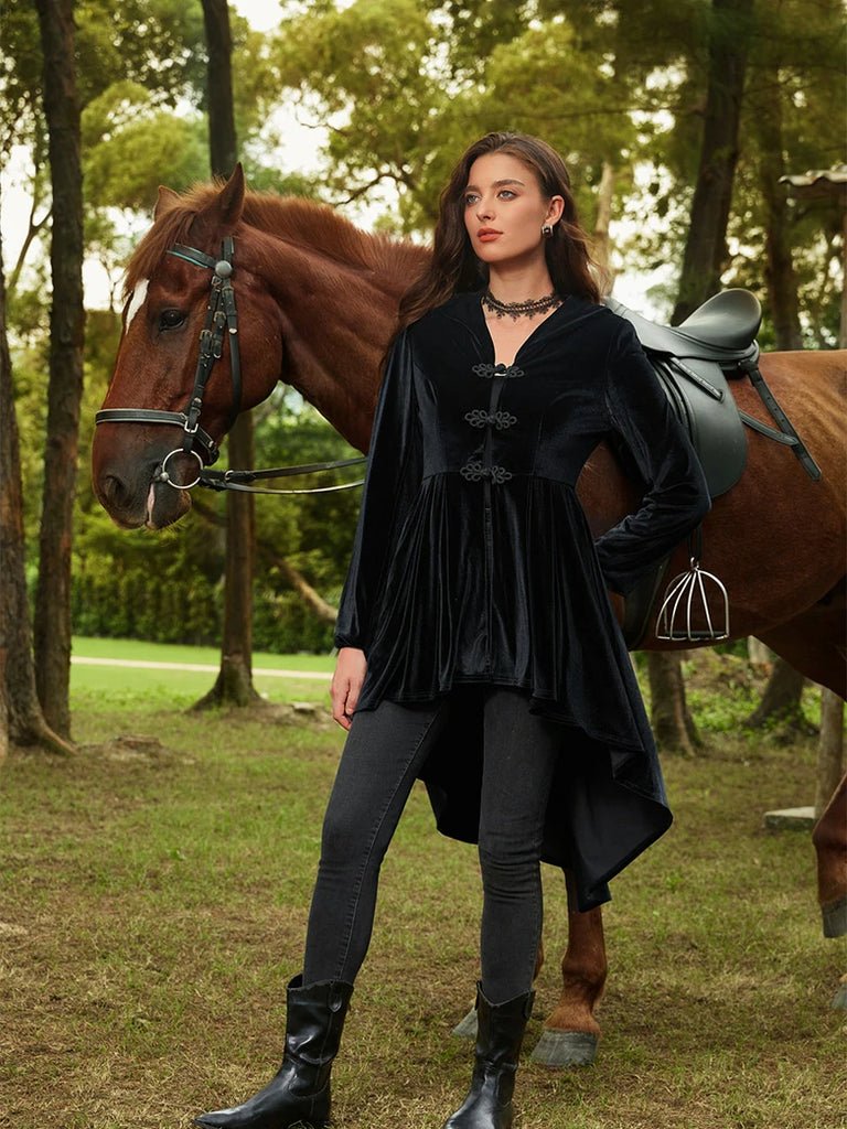 Scarlet Darkness Renaissance Festival Warrior Velvet Hooded Coat