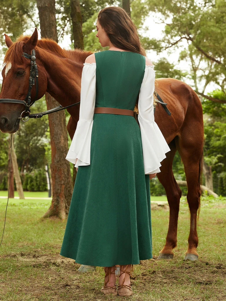 Scarlet Darkness Exquisite Renaissance Pocket Overdress with Front Slit