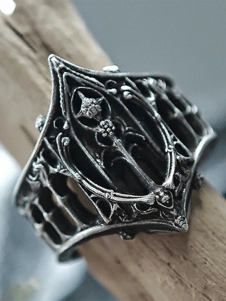 Scarlet Darkness Classical Gothic Medieval Castle Totem Ring