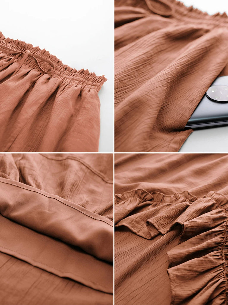 Scarlet Darkness Slub Cotton Renaissance Drawstring Waist Pocket Skirt