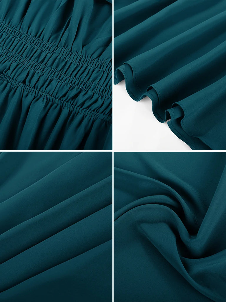 Scarlet Darkness Renaissance Fairy Slit Sleeve Draped Neck Pockets Dress