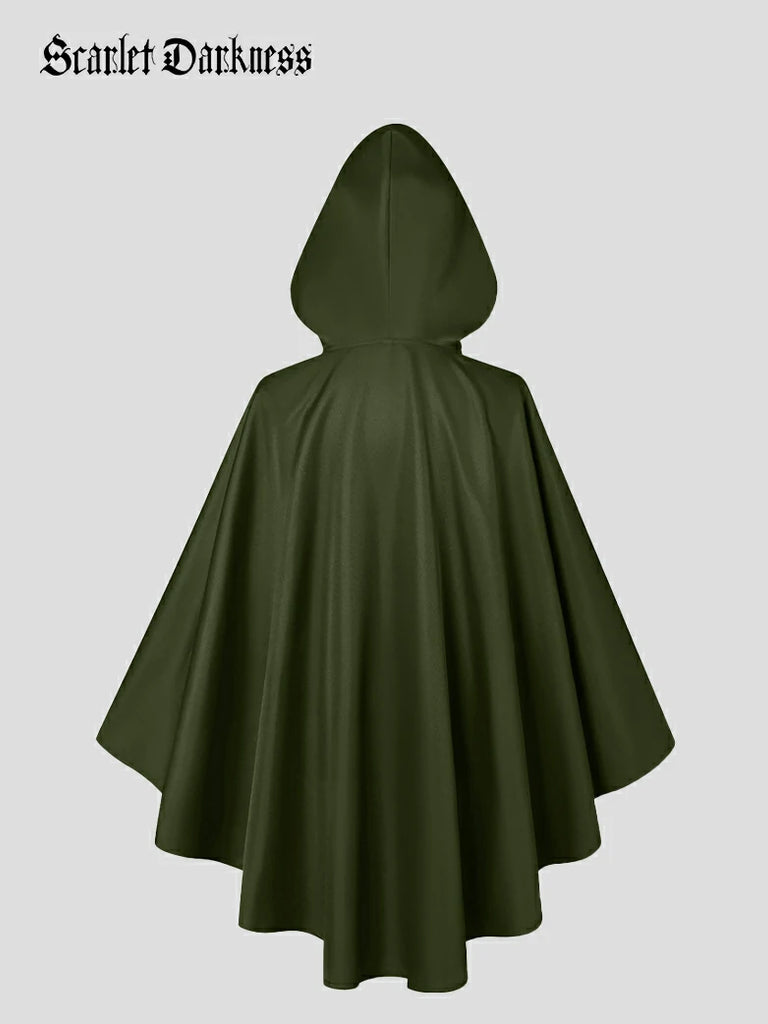 Scarlet Darkness 2025 Renaissance Wizard Short Hooded Cloak
