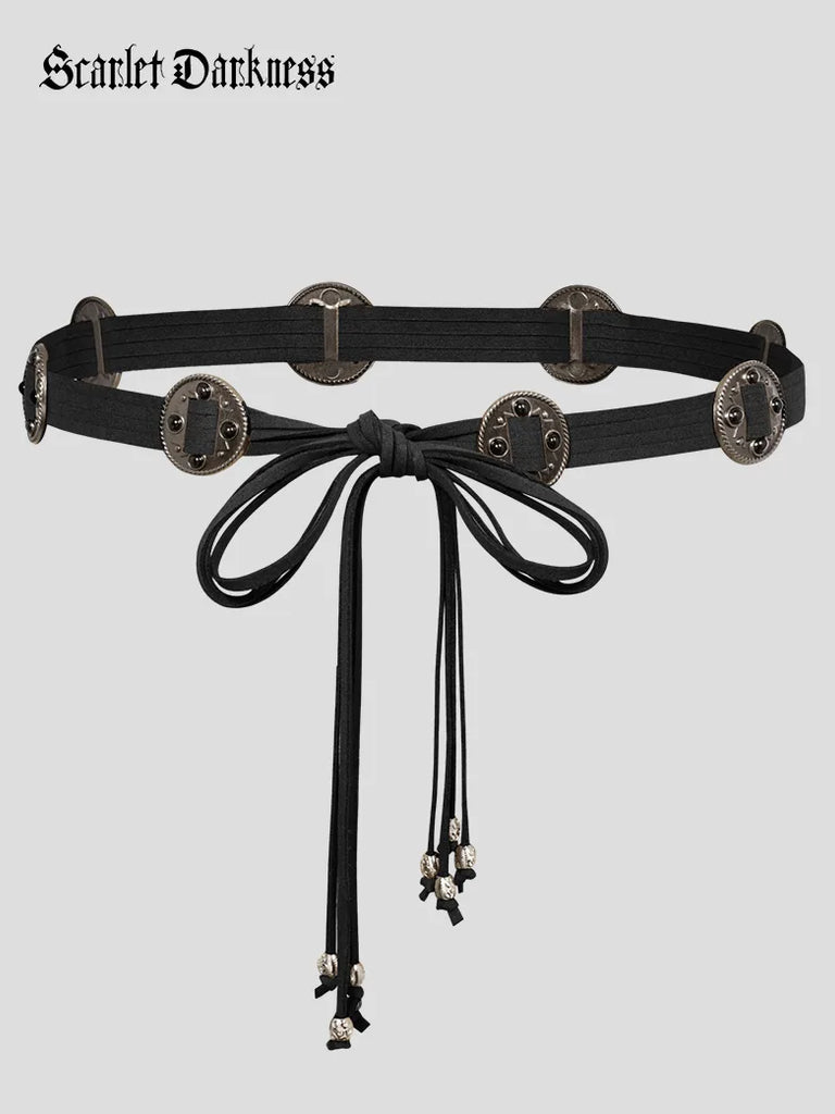 Renaissance Metal Decorated Tassel Waist Belt Free Size SCARLET DARKNESS